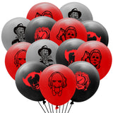 50Pcs Horror Classic Movie Character Balloon Kit Horror Themed Balloons Halloween Party Decorations Favors Latex Aluminum Balloons Decorating Strip Party Supplies for Home PhotoBooth Yard Decor