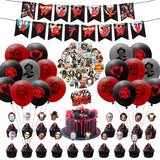 Horror Classic Movie Character Party Decorations Kit, 101Pcs Horror Movie Party Favors Joker All-in-One Pack Party Supplies Include Banner Character Balloon Decorations Stickers Birthday CakeTopper Cup Cake Topper for Boy Girls Adult Halloween Gift
