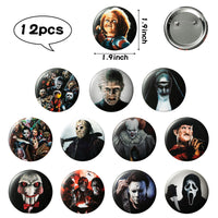 Horror Classic Movie Character Party Supplies Kit,74Pcs Horror Movie Party Favors All-in-One Pack Party Supplies Include Horror Movie Character Keychain Wristband Badge Stickers for Halloween Or Birthday Party