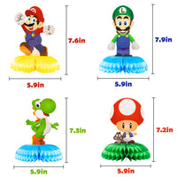 7Pcs Mario Honeycomb Centerpieces, The Mario Centerpiece Kit Table Topper for Mario Theme Party Decoration or Birthday Party, Double Sided Cake Topper Party Supplies for Kids or Photo Booth Props
