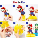 7Pcs Mario Honeycomb Centerpieces, The Mario Centerpiece Kit Table Topper for Mario Theme Party Decoration or Birthday Party, Double Sided Cake Topper Party Supplies for Kids or Photo Booth Props