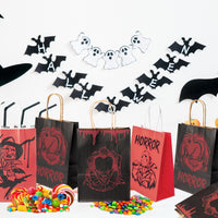 Horror Classic Movie Character Theme Halloween 12Pcs Party Paper Gift Bags For Horror Movie Lovers Party Supplies Birthday Party Decorations - Party Favor Good Treat Candy Bags for Game Kids Adults Birthday Party Decor